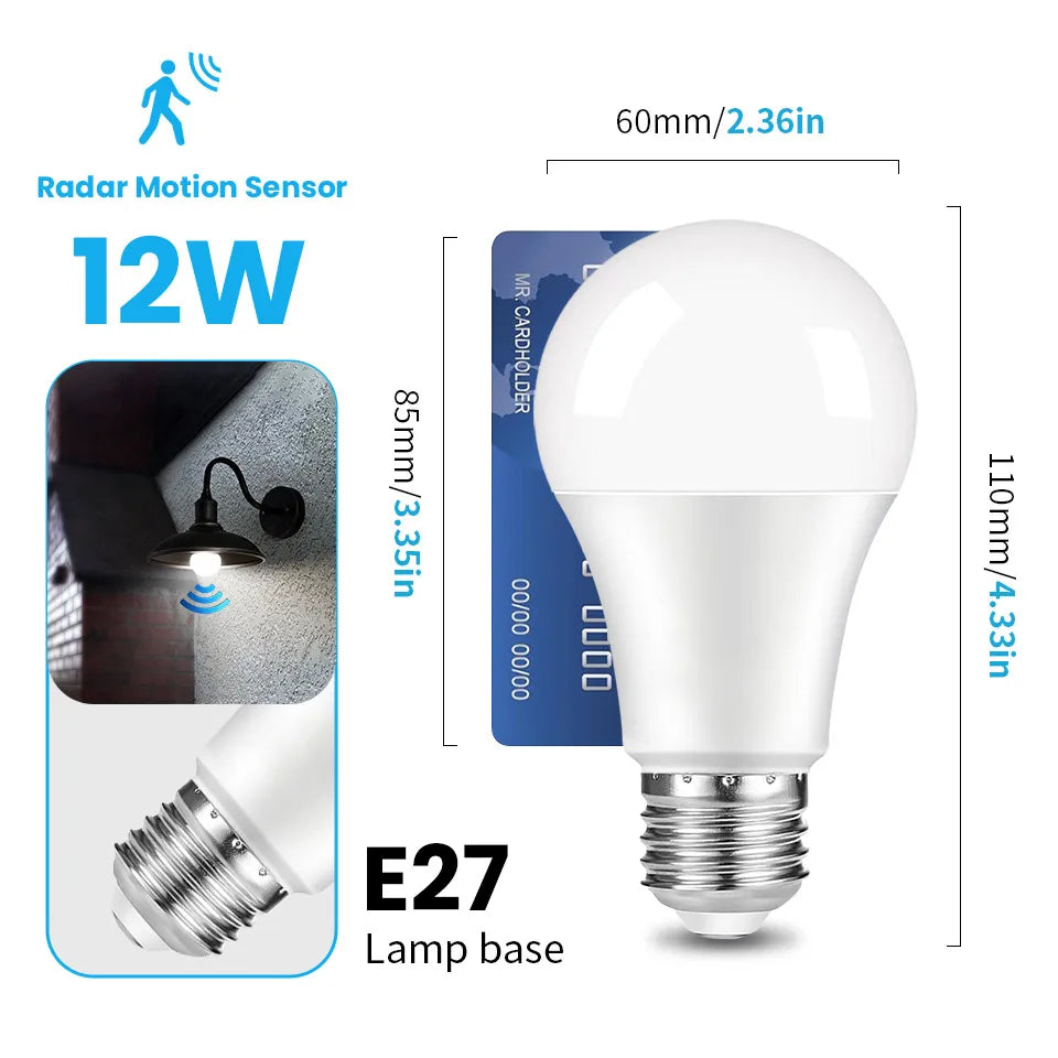 Foco LED E27 con Sensor de Movimiento (2 pcs)