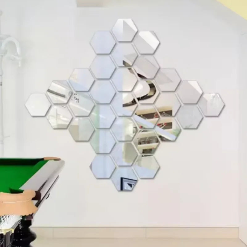 Stickers de Espejo Hexagonales para Pared (45 pcs)