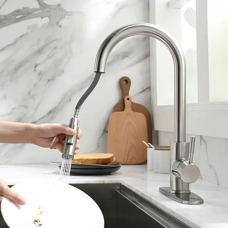 Grifo Mezclador de Cocina y Baño Plateado