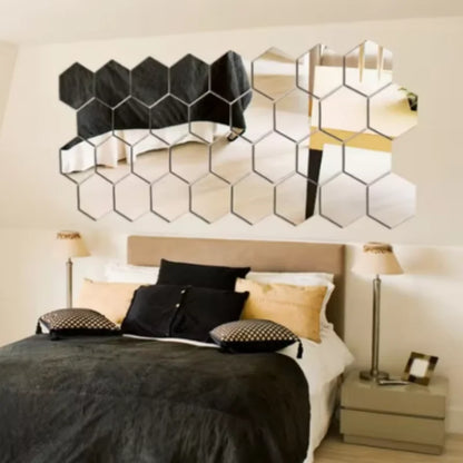 Stickers de Espejo Hexagonales para Pared (45 pcs)